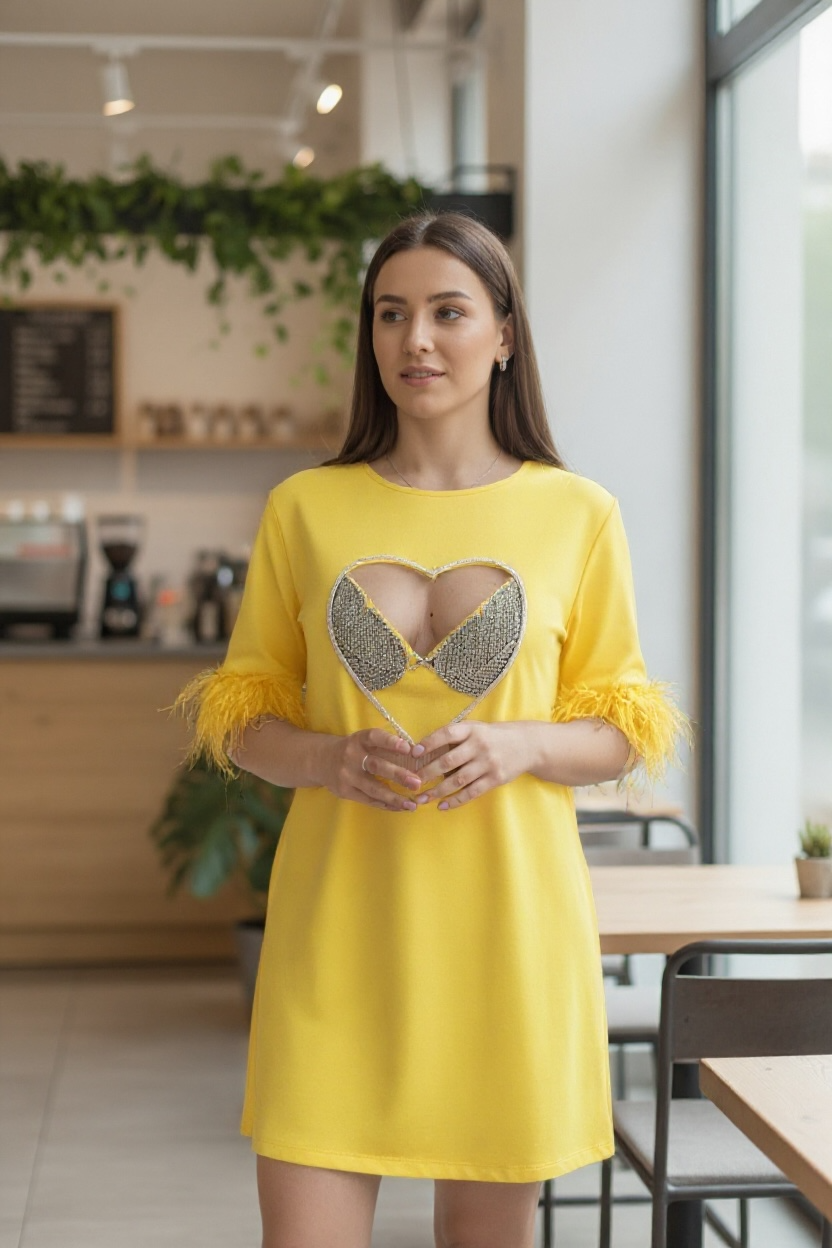 Maglia cuore con piume