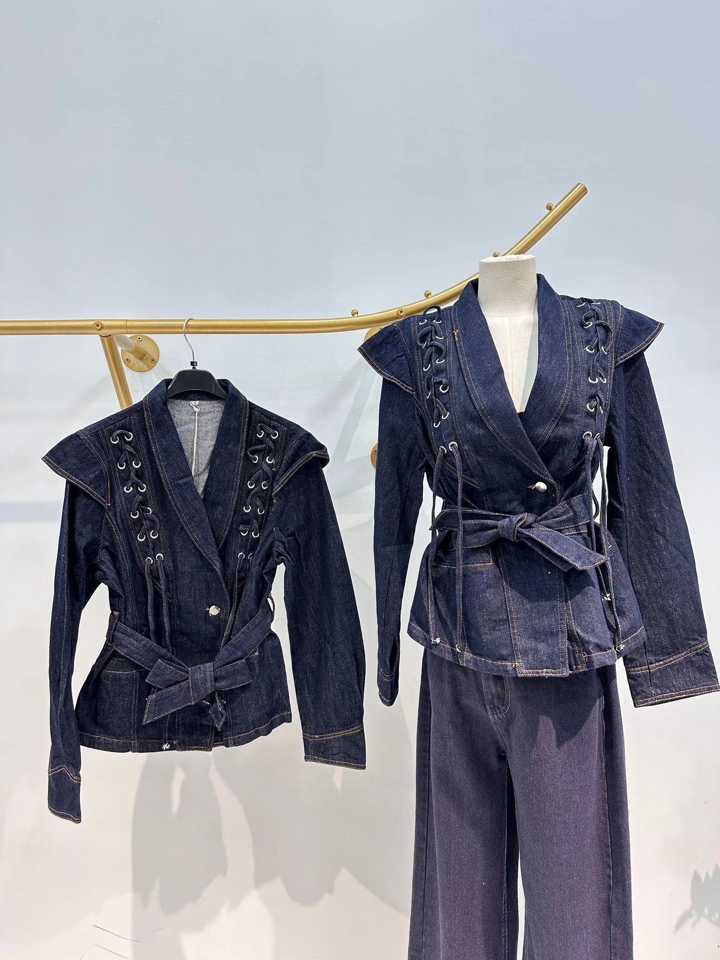 Giacca denim lacci
