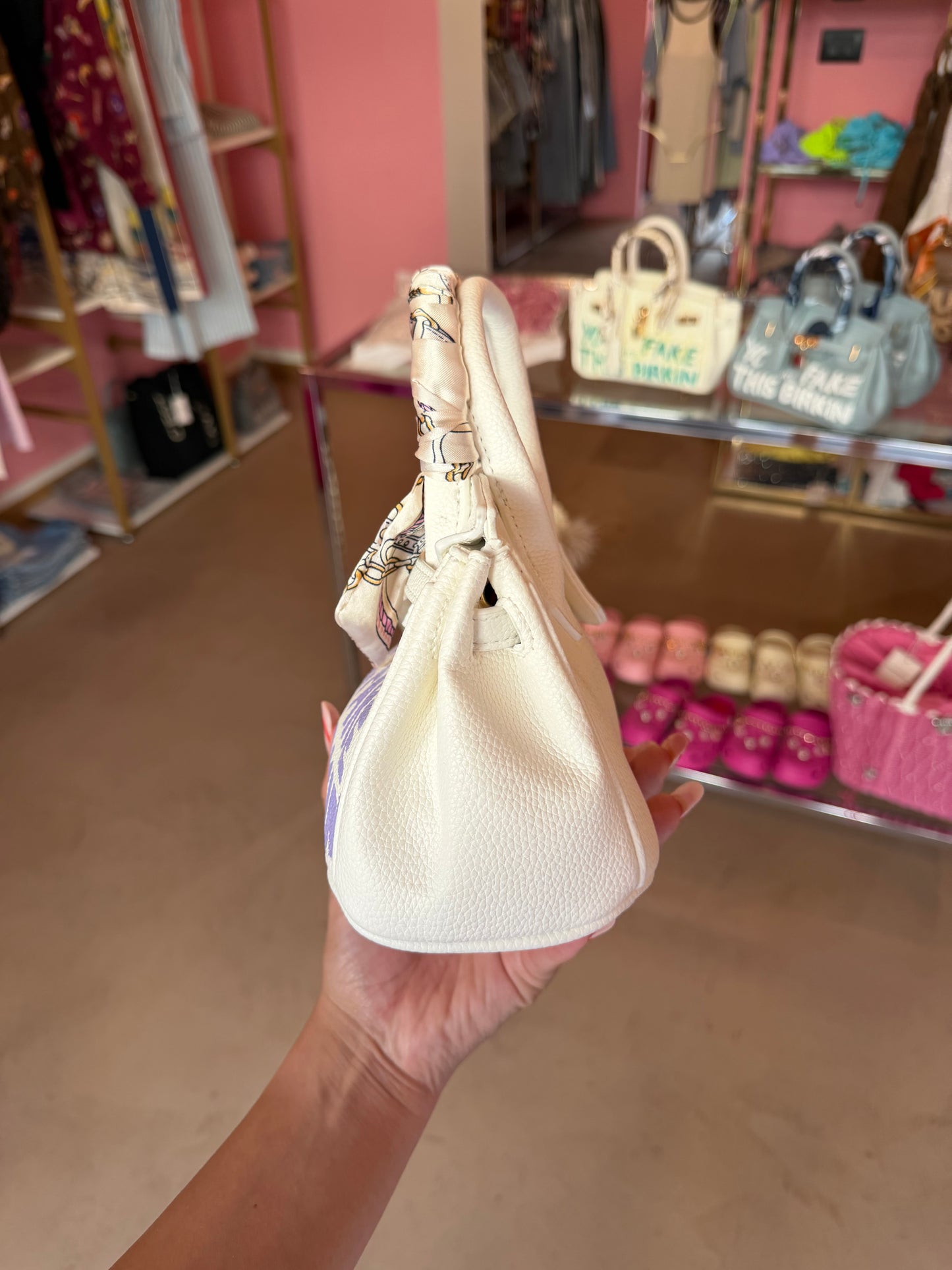 Mini Birkin scritta viola