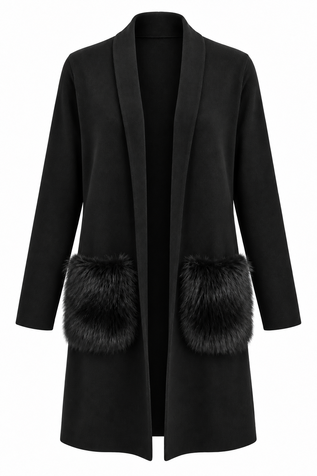 Cardigan con tasche ECOPELLICCIA