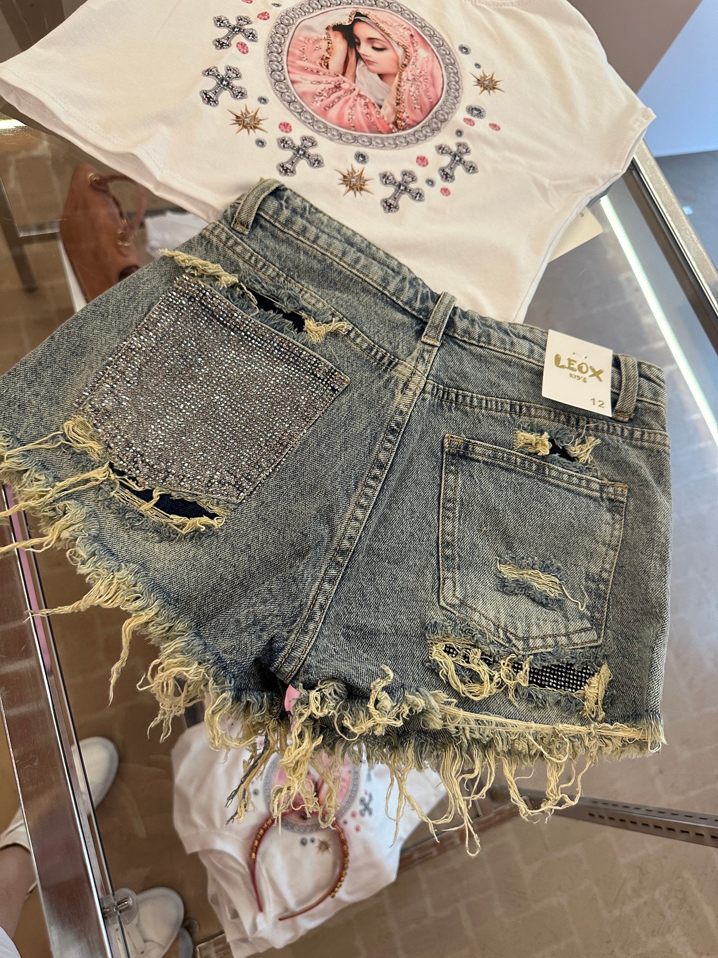 Short Tasca Stras argento (bimba)