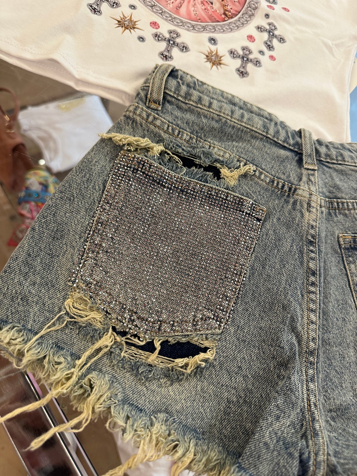 Short Tasca Stras argento (bimba)