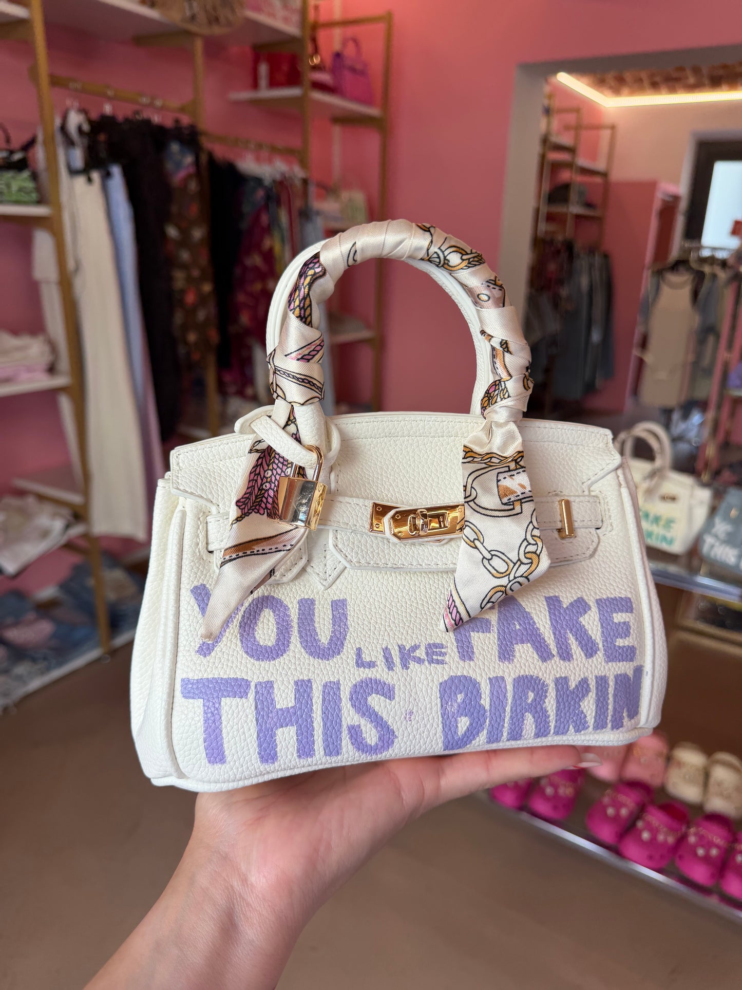 Mini Birkin scritta viola