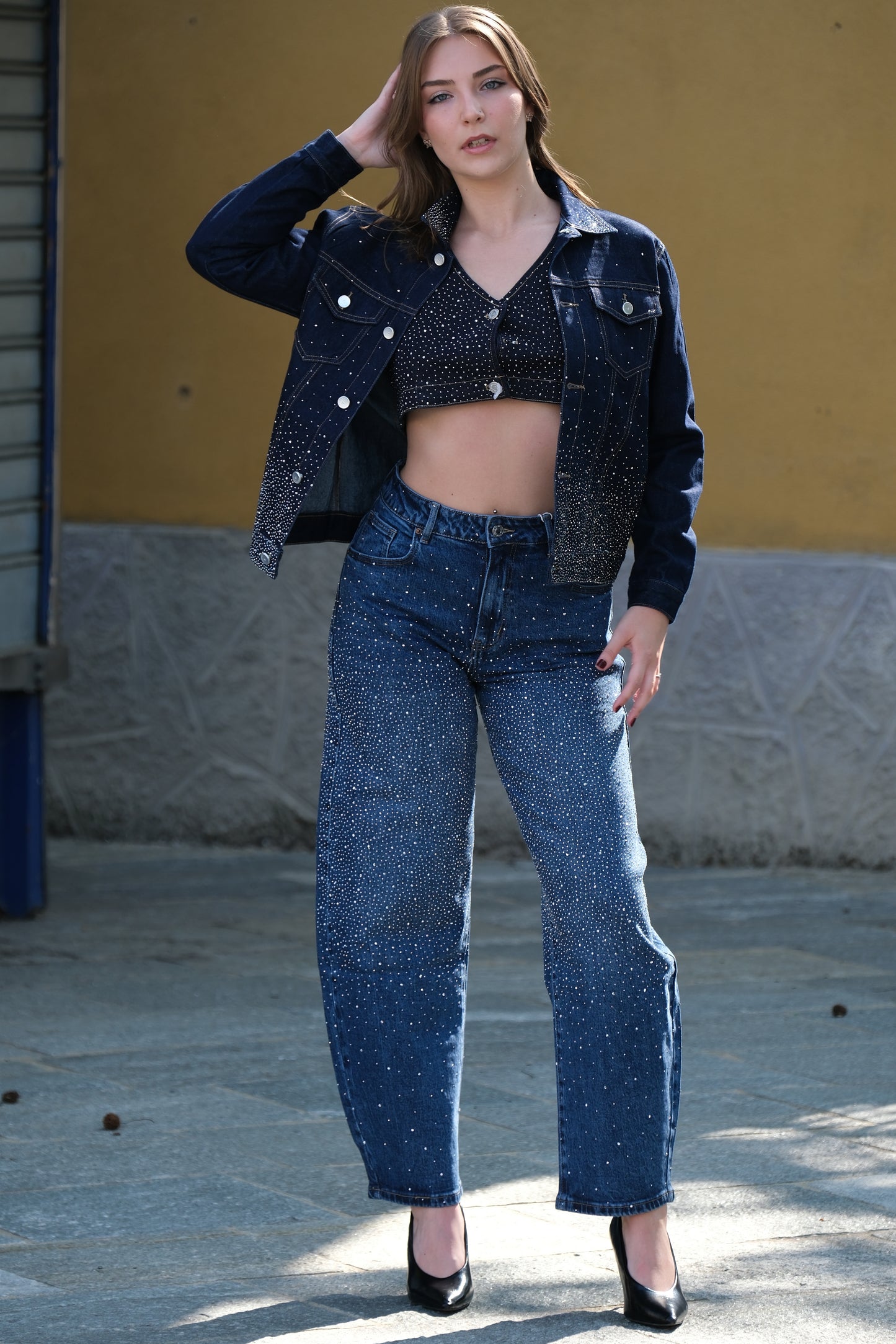 Jeans ballon strass
