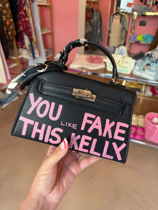 Mini kelly scritta rosa