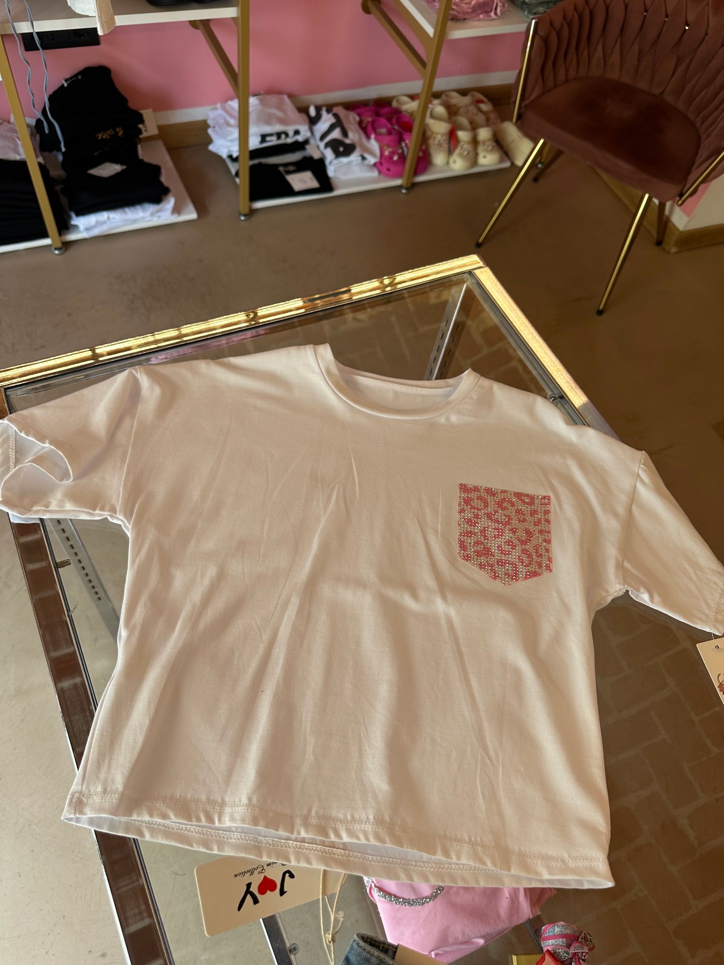 T-shirt, Tasca Rosa Animalier (bimba )