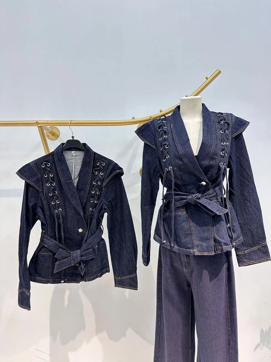 Giacca denim lacci