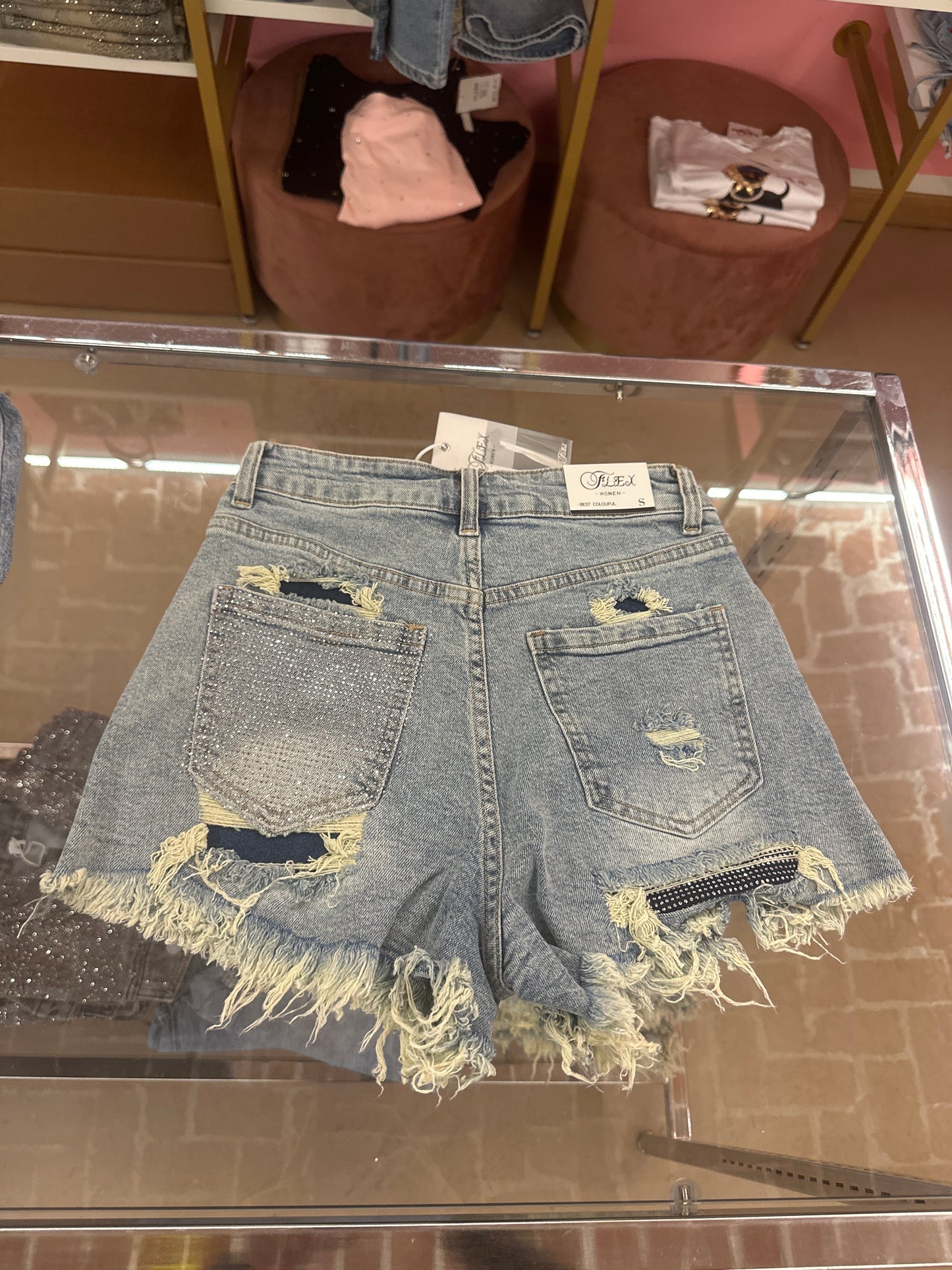 Short tasca strass