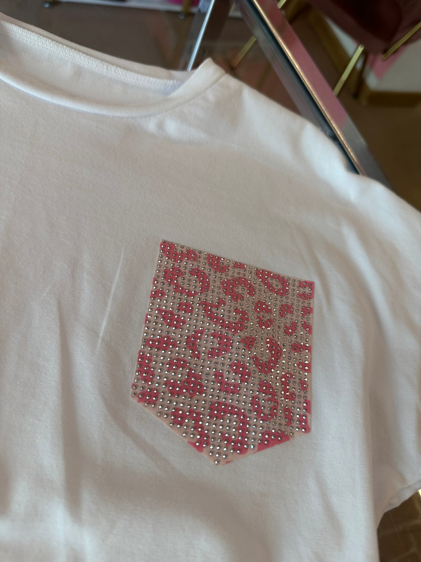 T-shirt, Tasca Rosa Animalier (bimba )