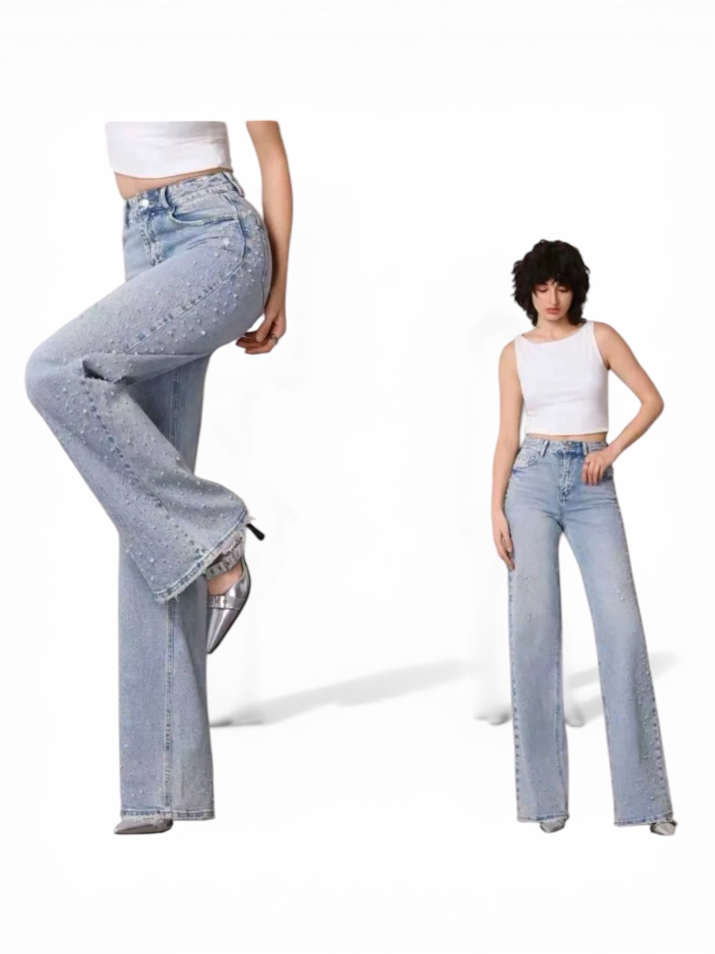 Jeans strass e perle