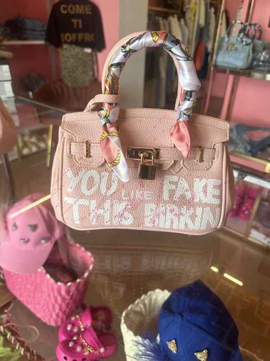 Mini Birkin  rosa con schizzi ￼