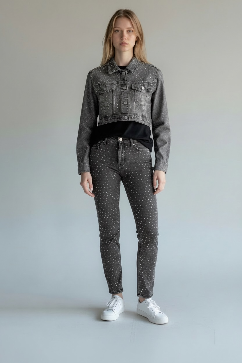 Giacca strass grigio/nero
