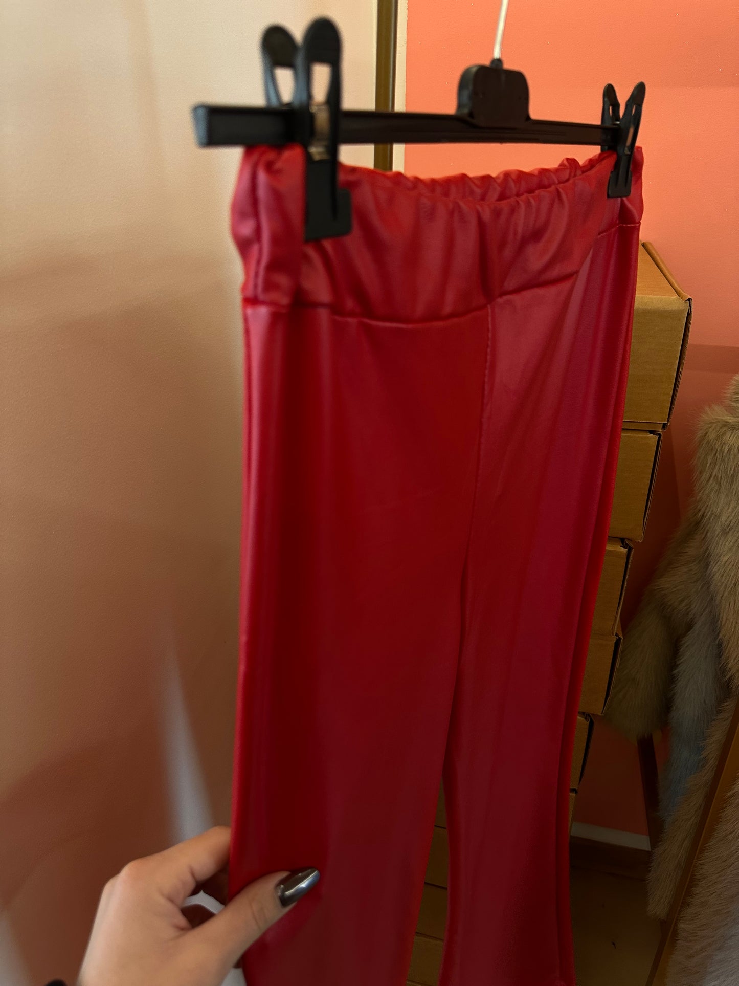 Leggings eco pelle rosso