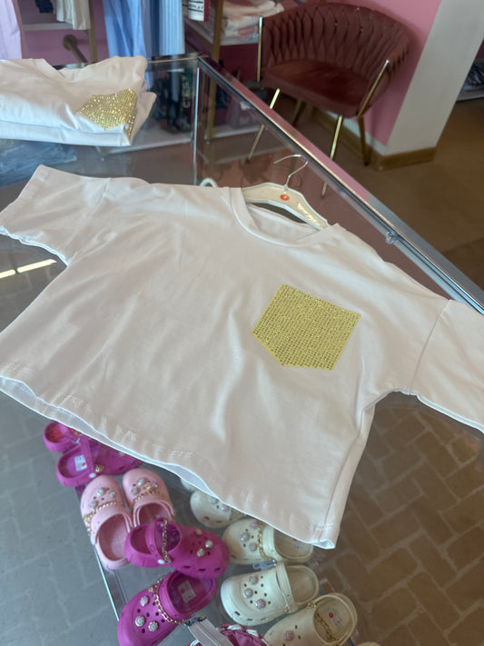 T-shirt, tasca gialla, bimba
