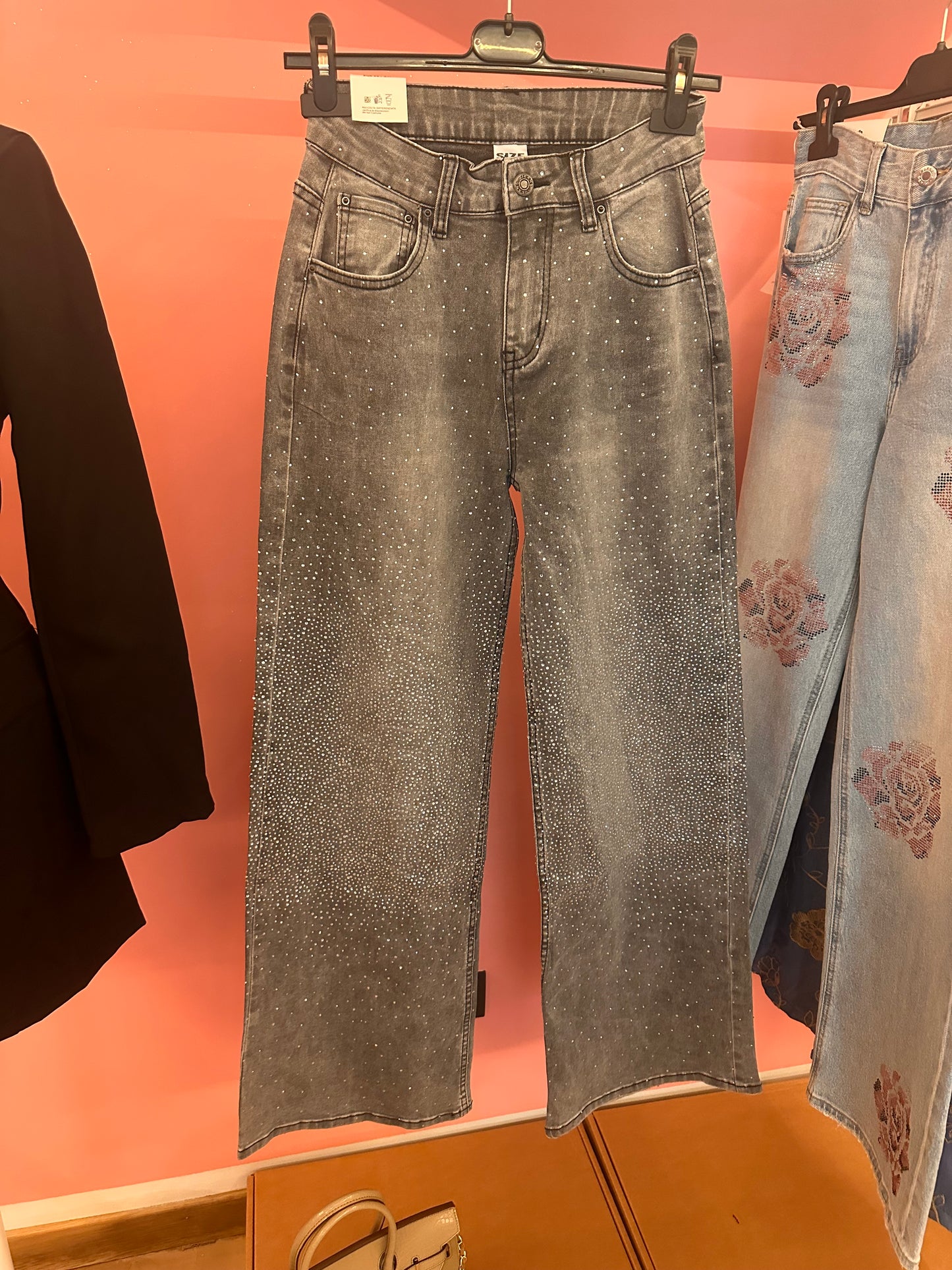 Jeans tasca strass