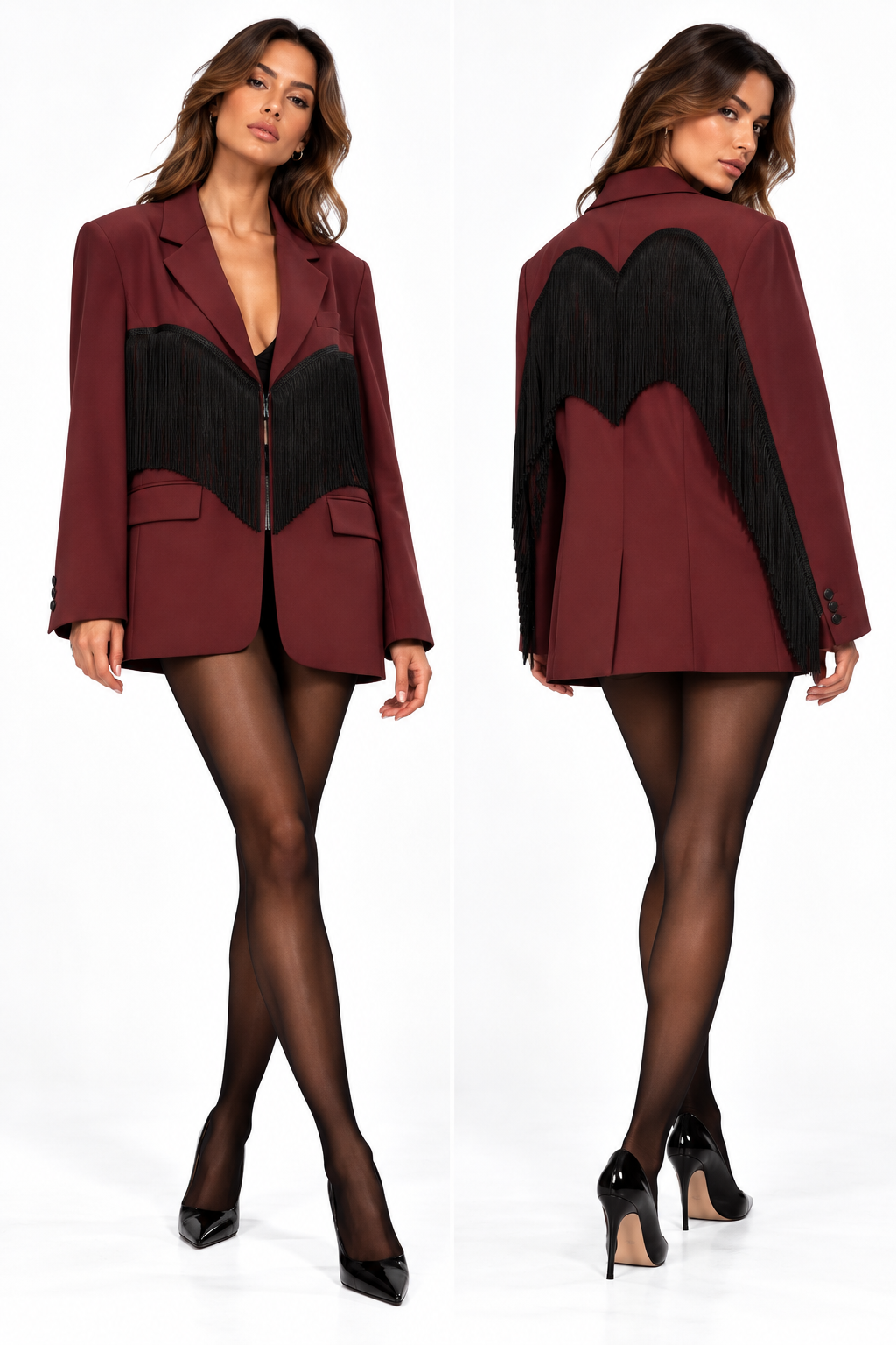Giacca frange Burgundy