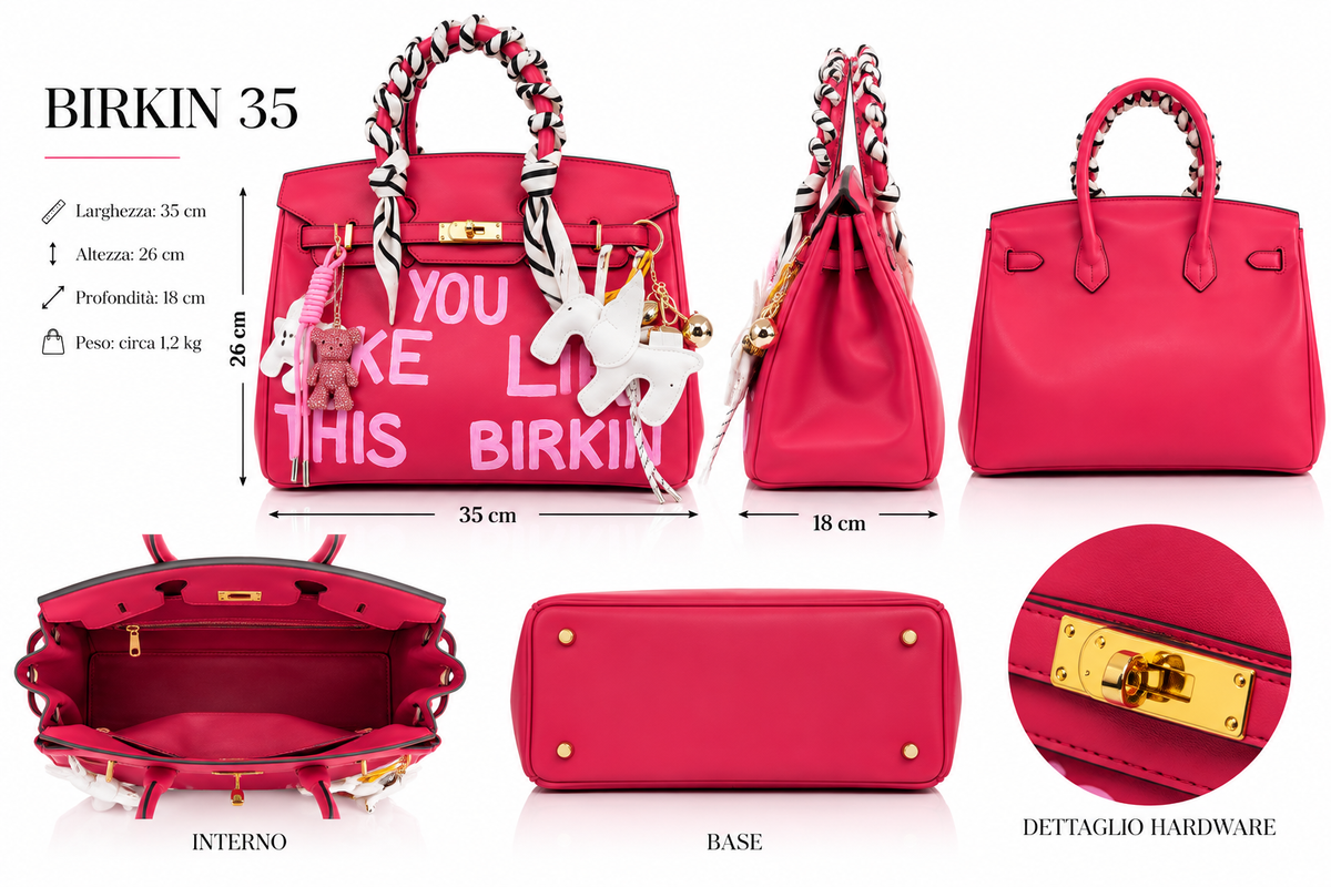Queen Bag 35 Fucsia Shocking Pink – Con Foulard e Charm
