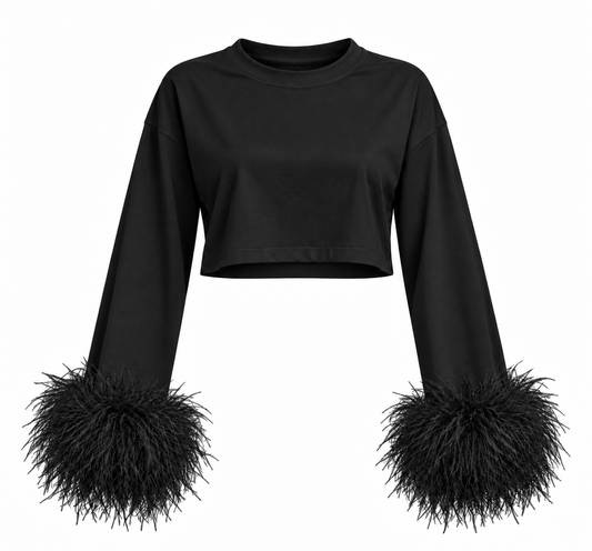 Maglia just west manica lunga con piume