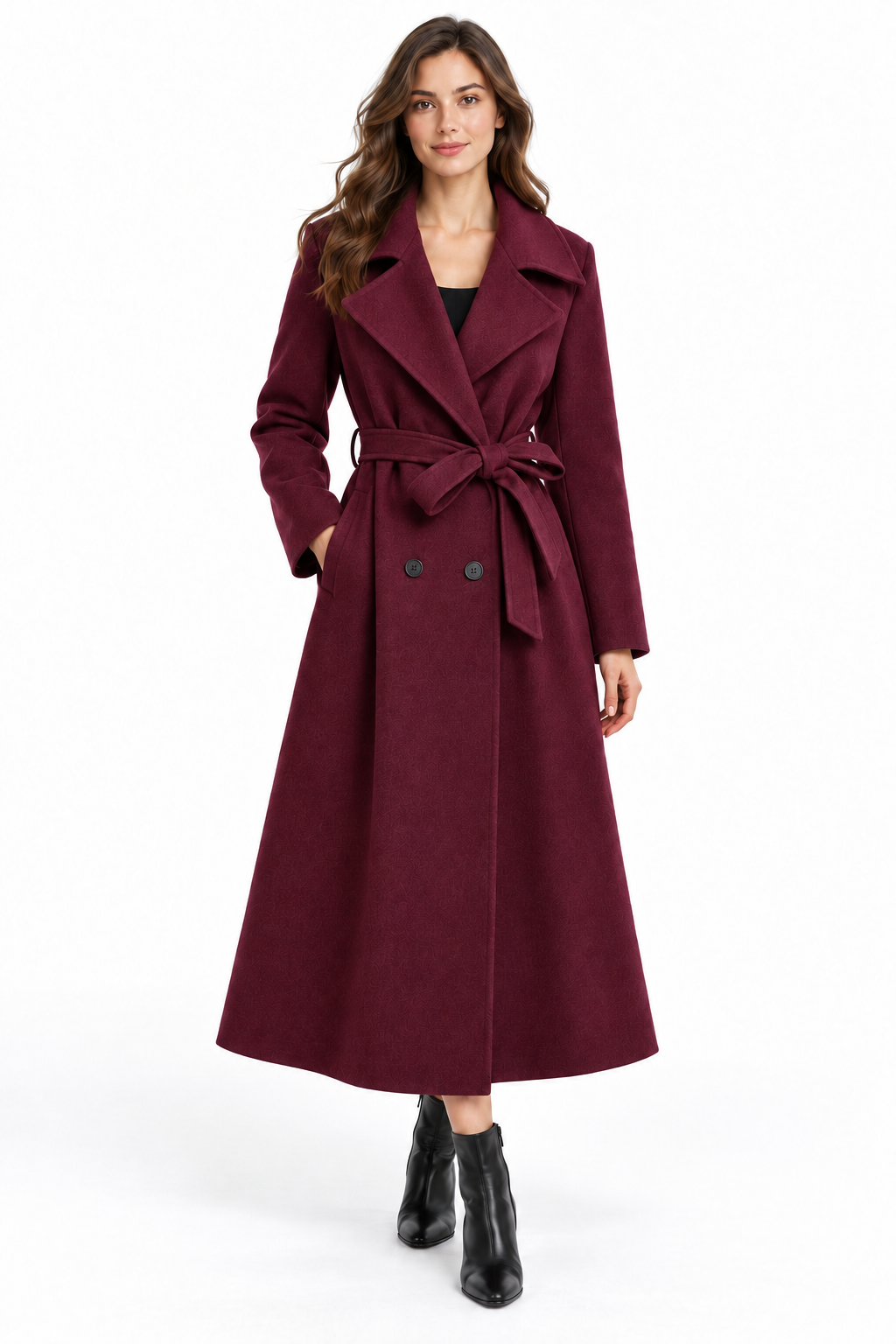 Cappotto con bottone e cintura
