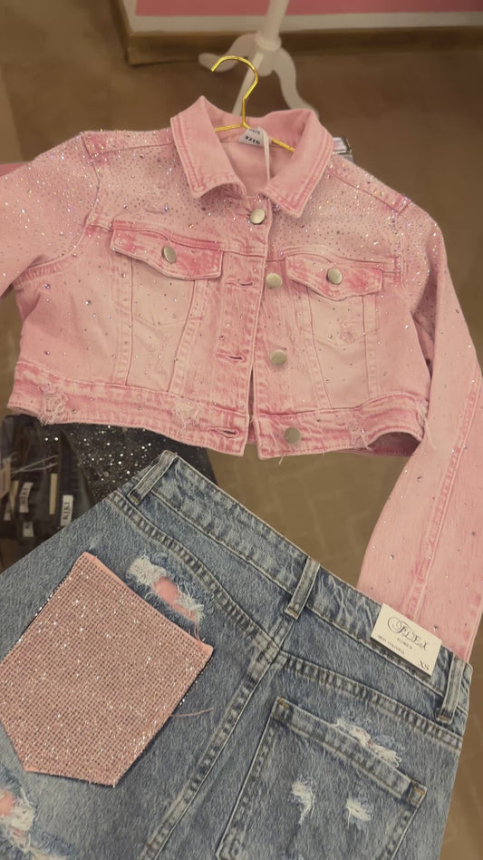 Giacca jeans rosa