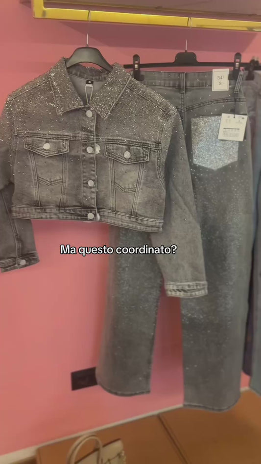 Giacca strass grigio/nero